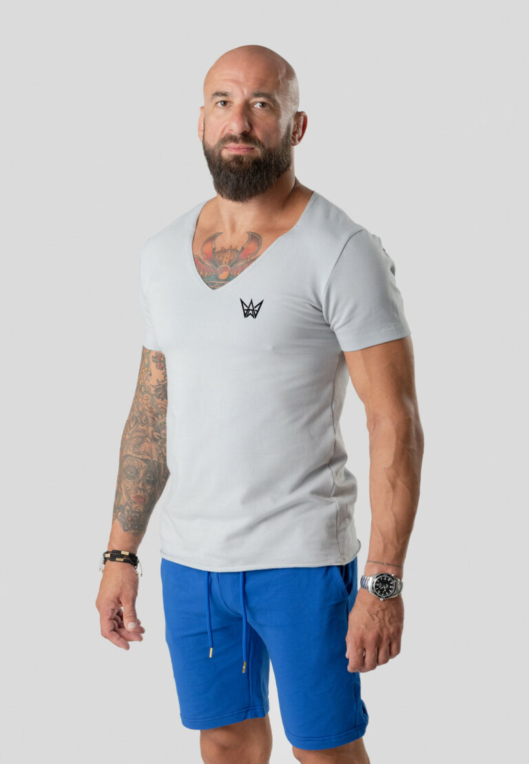Urban Motion Short Sleeve Deepneck T-Shirt – Light Grey