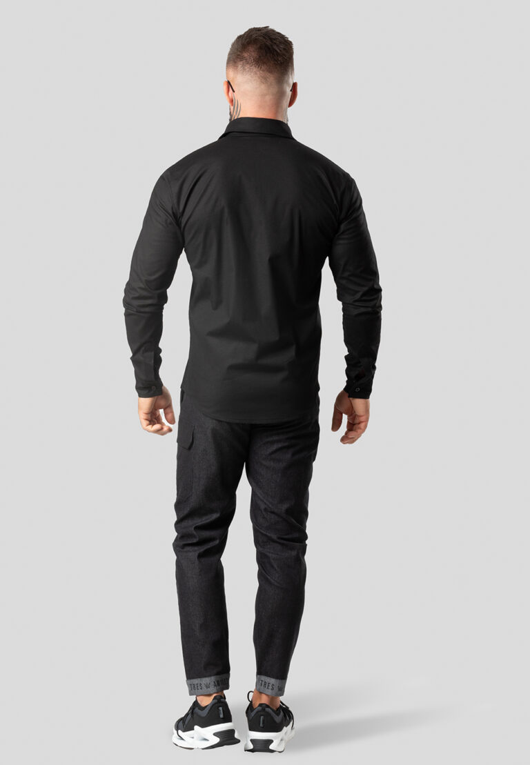 Long Sleeve Cotton Shirt Black – Black Crown
