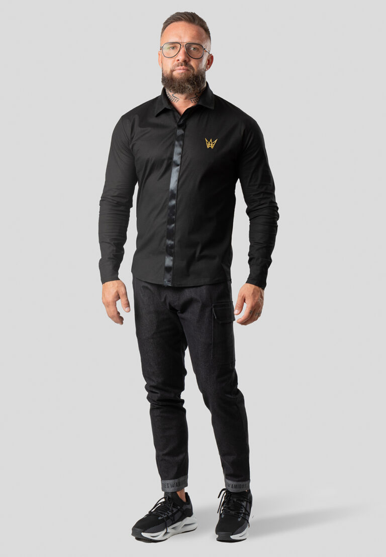 Long Sleeve Cotton Shirt Black – Golden Crown