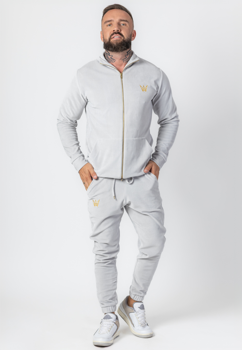 bluza jasnoszary welur