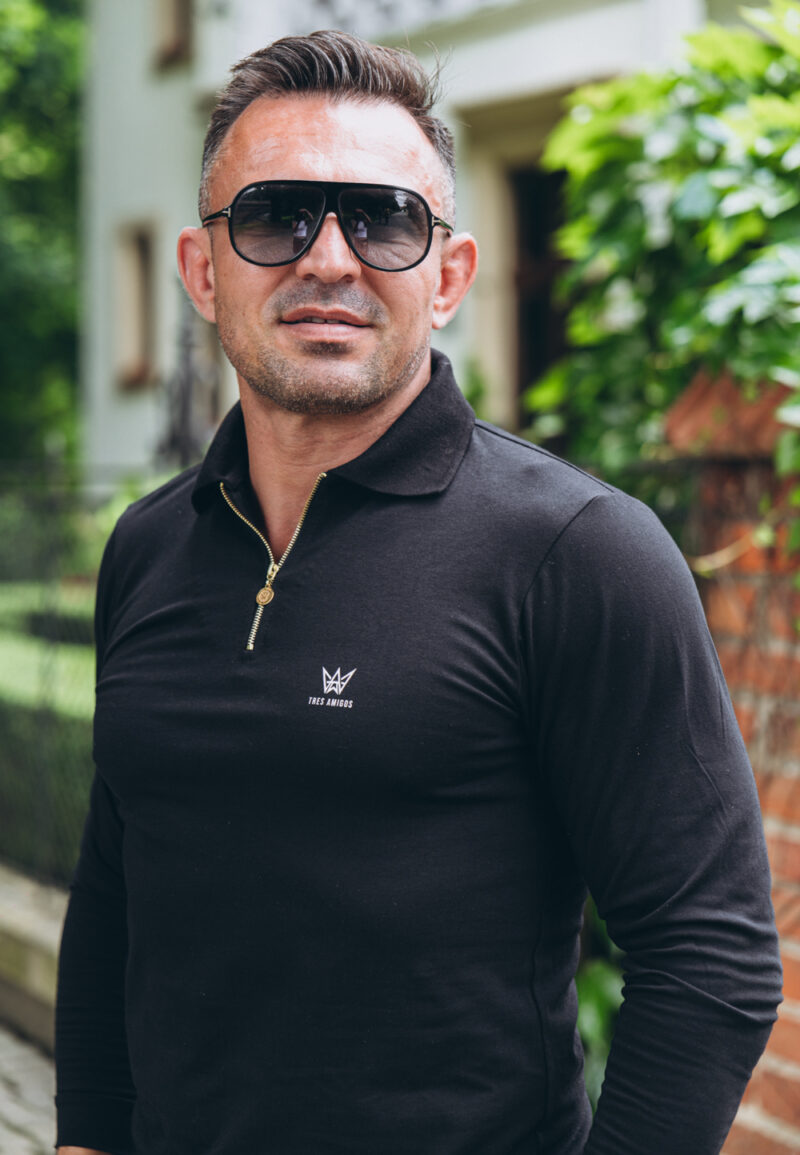 Longsleeve Zipneck Czarny - Złoty Zamek