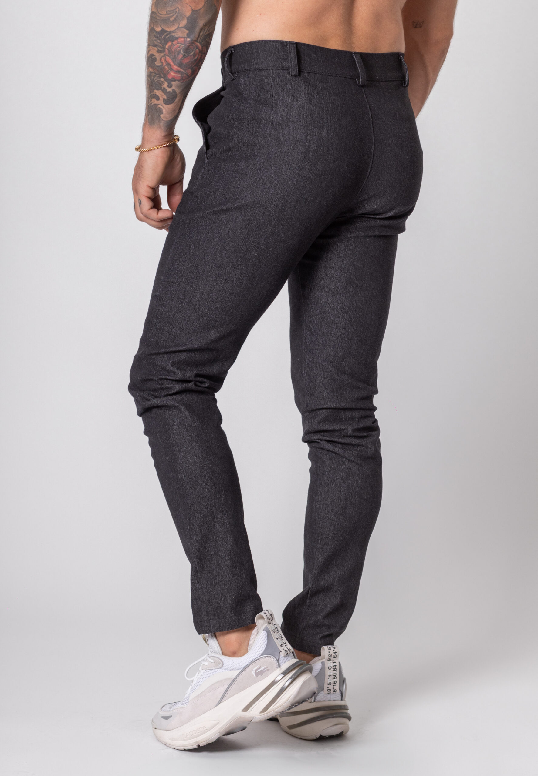 Spodnie Chinos Jeansowe Elastyczne Czarny Melanż 3 Spodnie Chinos Jeansowe Elastyczne Czarny Melanż