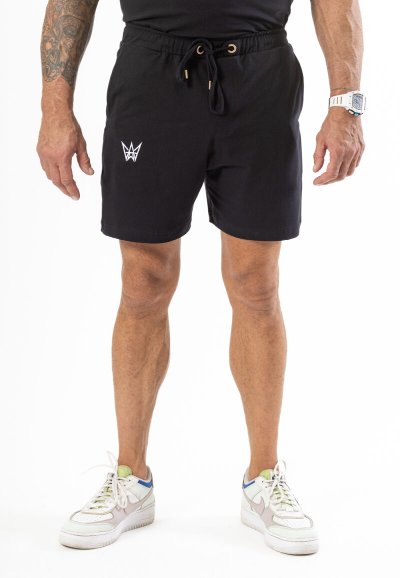 Krótkie Spodenki Oversize Czarne - Biały Haft