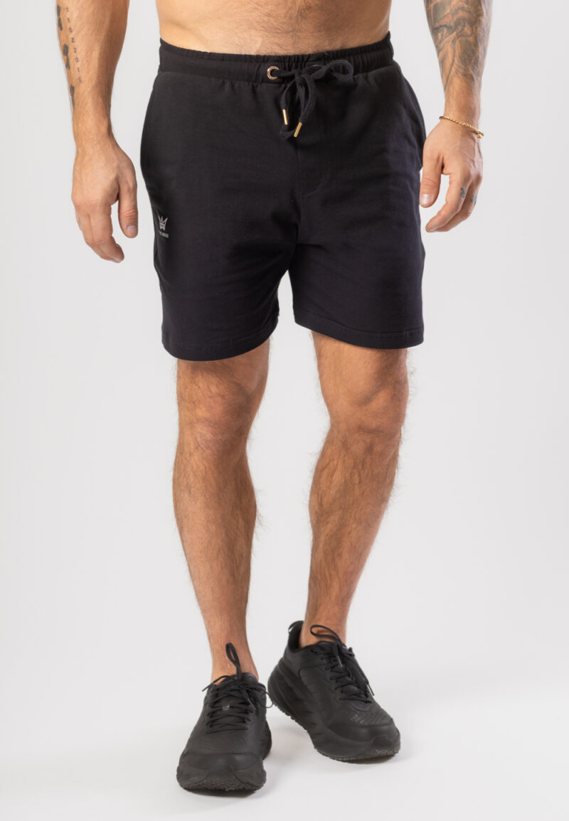 Krótkie Spodenki Oversize Czarne - Biała Drukowana Korona