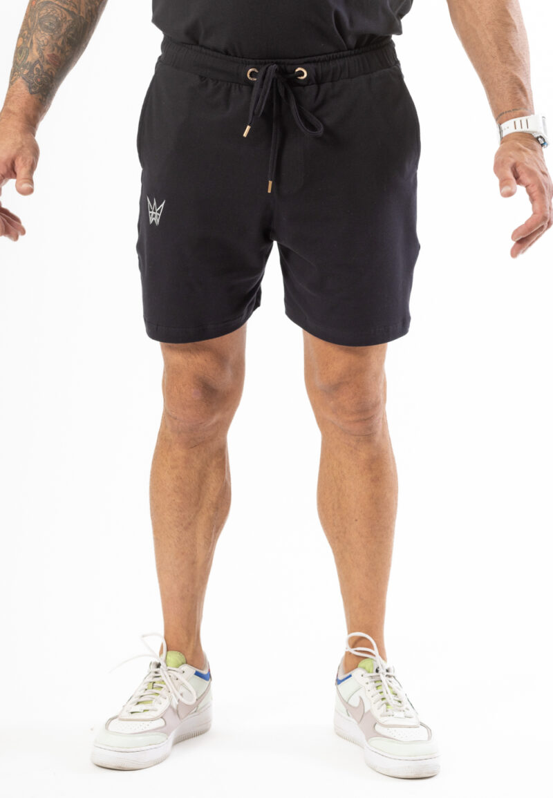 Krótkie Spodenki Oversize Czarne - Srebrny Haft