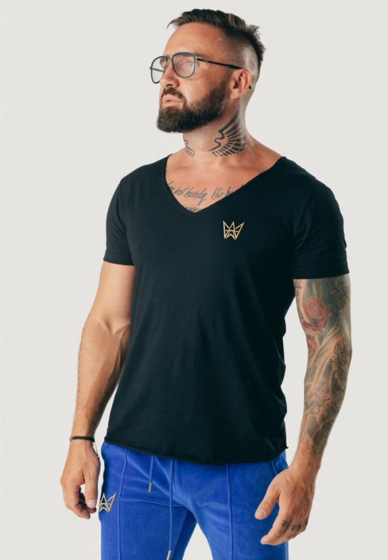 Koszulka Krótka Deepneck Czarna - Złota Korona