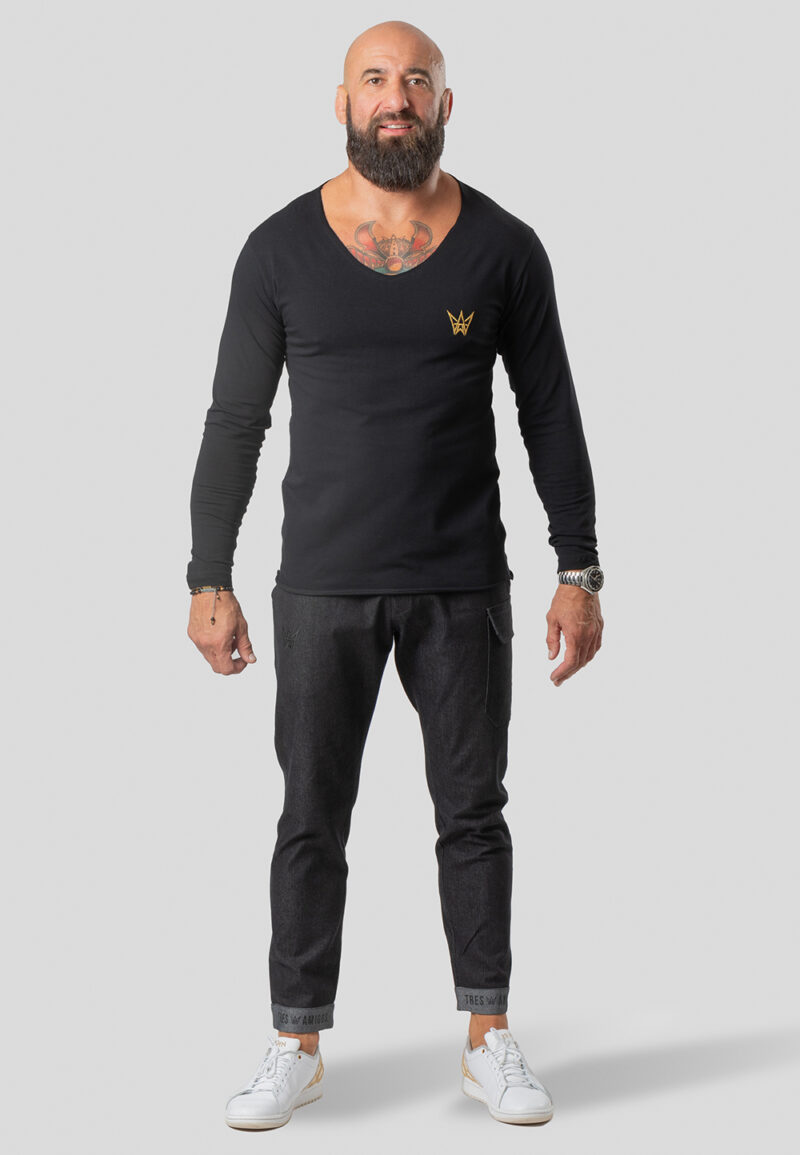 Longsleeve Deepneck Urban Motion - Czarny