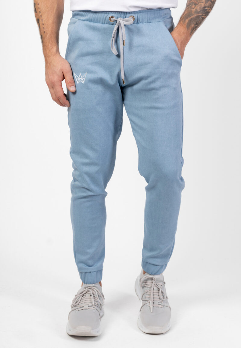 Spodnie Sportowe Jeansowe Elastyczne - Niebieskie