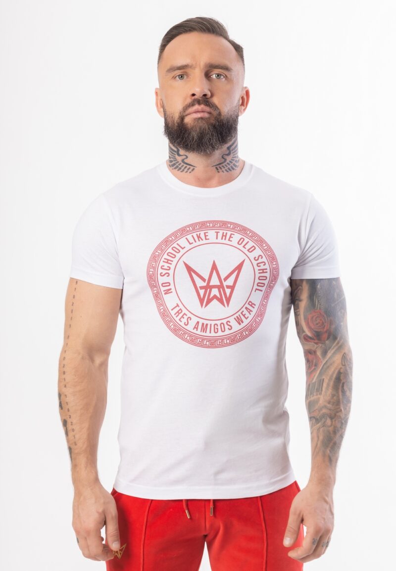 Koszulka Basic Slim Fit Classic TA Logo - Biało-Czerwona