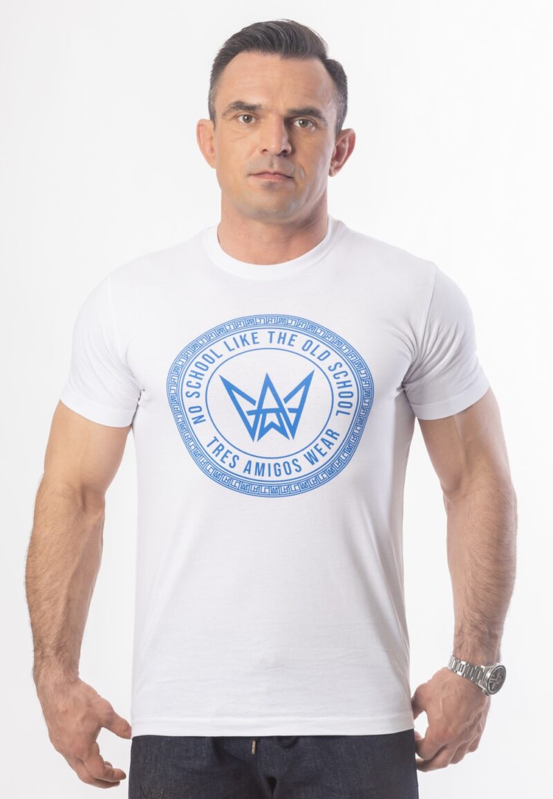 Koszulka Basic Slim Fit Classic TA Logo - Biało-Niebieska