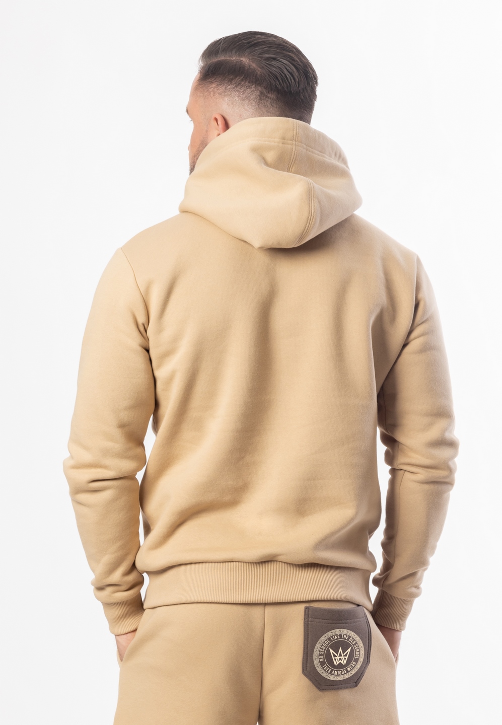 Bluza Z Kapturem Grizzly Bawełniana Gruba - Beżowo-Brązowa 2 Bluza Z Kapturem Grizzly Bawełniana Gruba - Beżowo-Brązowa