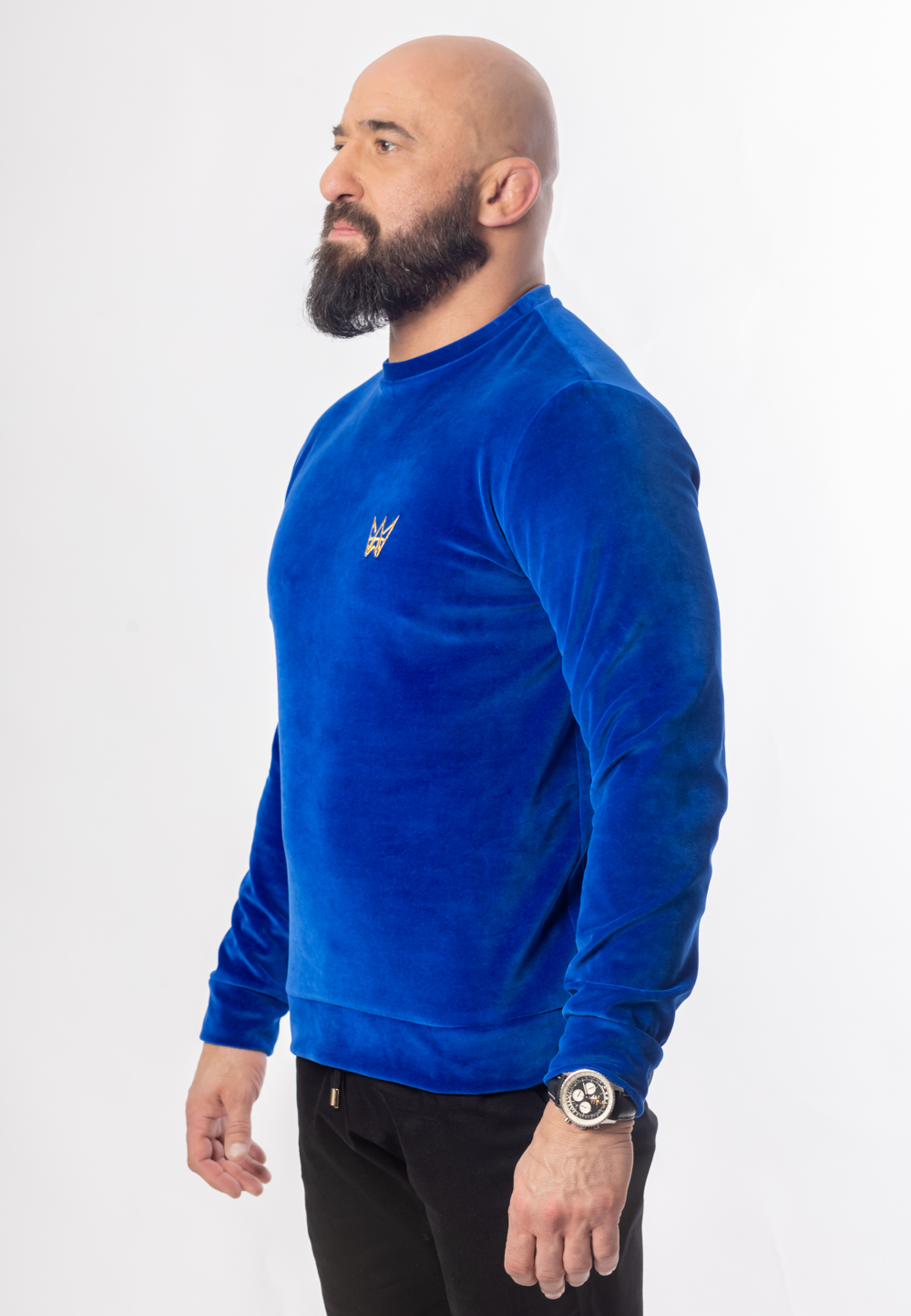 Bluza Bez Kaptura Welurowa Niebieska 4 Bluza Bez Kaptura Welurowa Niebieska