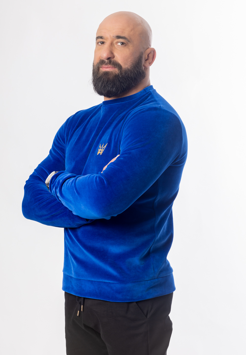 Bluza Bez Kaptura Welurowa Niebieska 3 Bluza Bez Kaptura Welurowa Niebieska