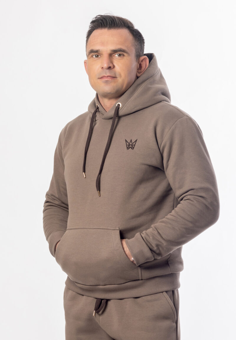 Bluza Z Kapturem Grizzly Bawełniana Gruba - Brązowo-Czekoladowa