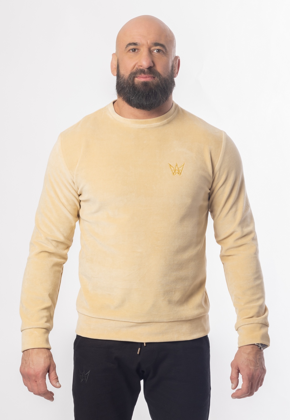 Bluza Bez Kaptura Welurowa Kremowa 1 Bluza Bez Kaptura Welurowa Kremowa