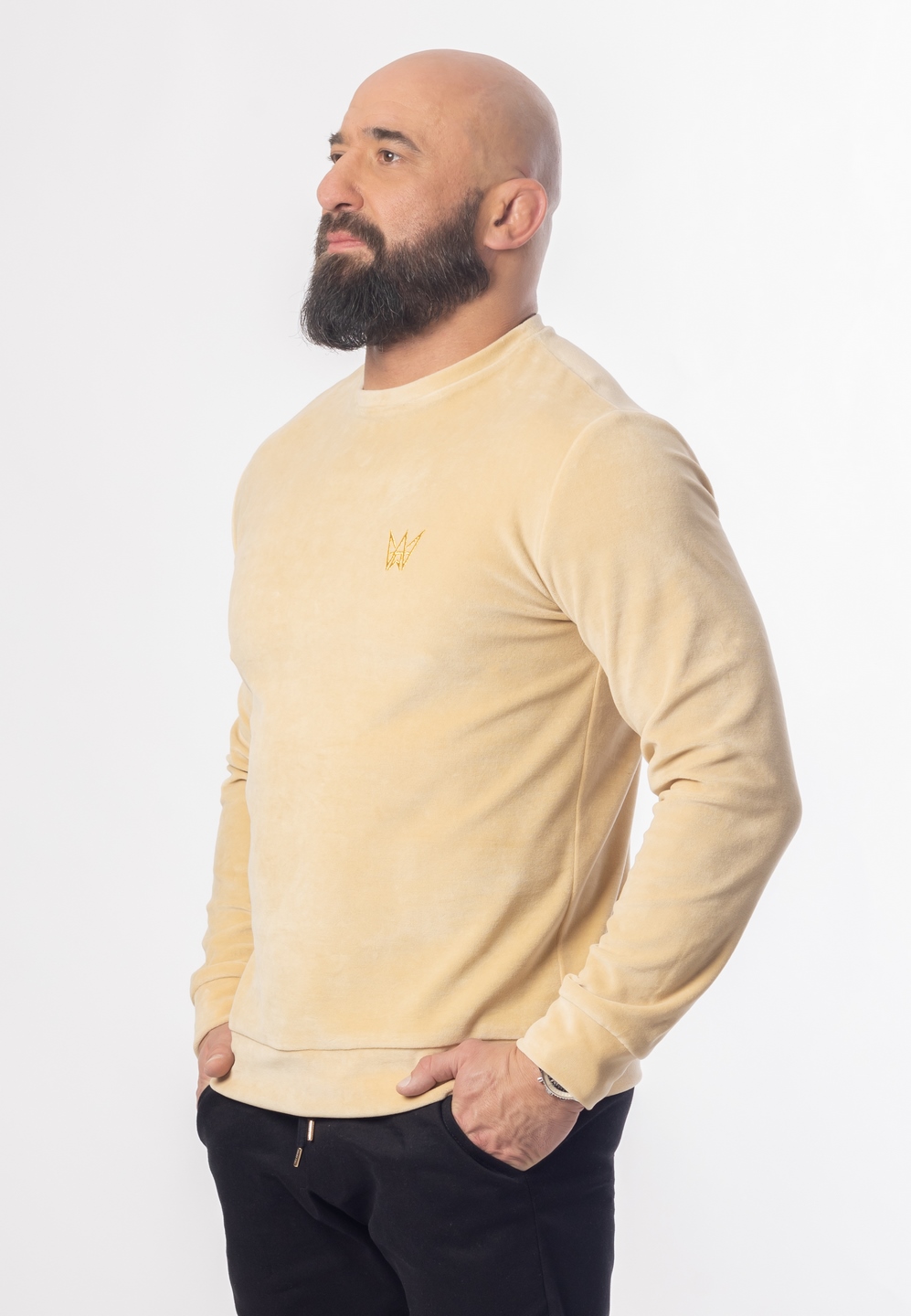 Bluza Bez Kaptura Welurowa Kremowa 2 Bluza Bez Kaptura Welurowa Kremowa