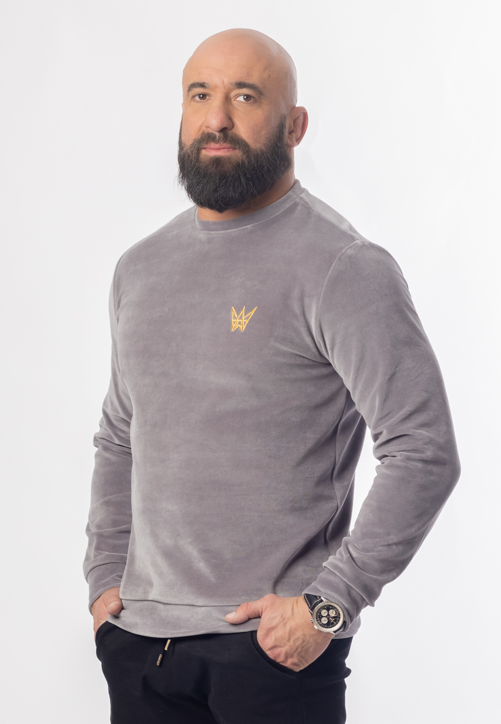 Bluza Bez Kaptura Welurowa Szara 2 Bluza Bez Kaptura Welurowa Szara
