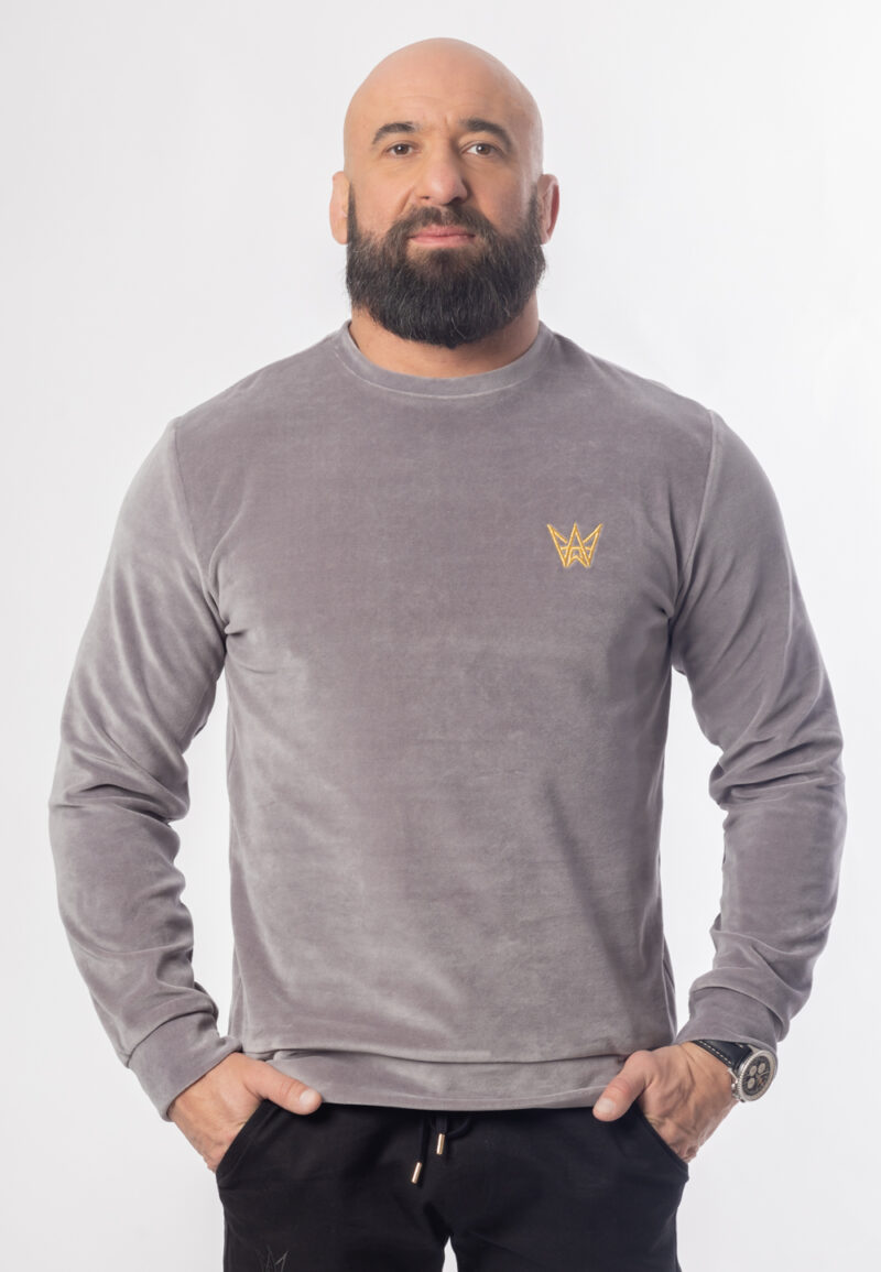 Bluza Bez Kaptura Welurowa Szara 38 Grizzly