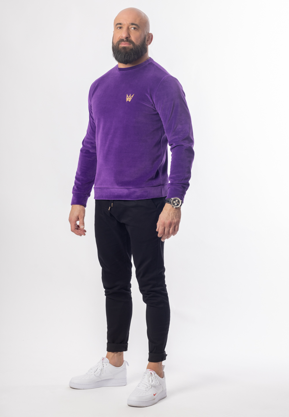 Bluza Bez Kaptura Welurowa Fioletowa 4 Bluza Bez Kaptura Welurowa Fioletowa