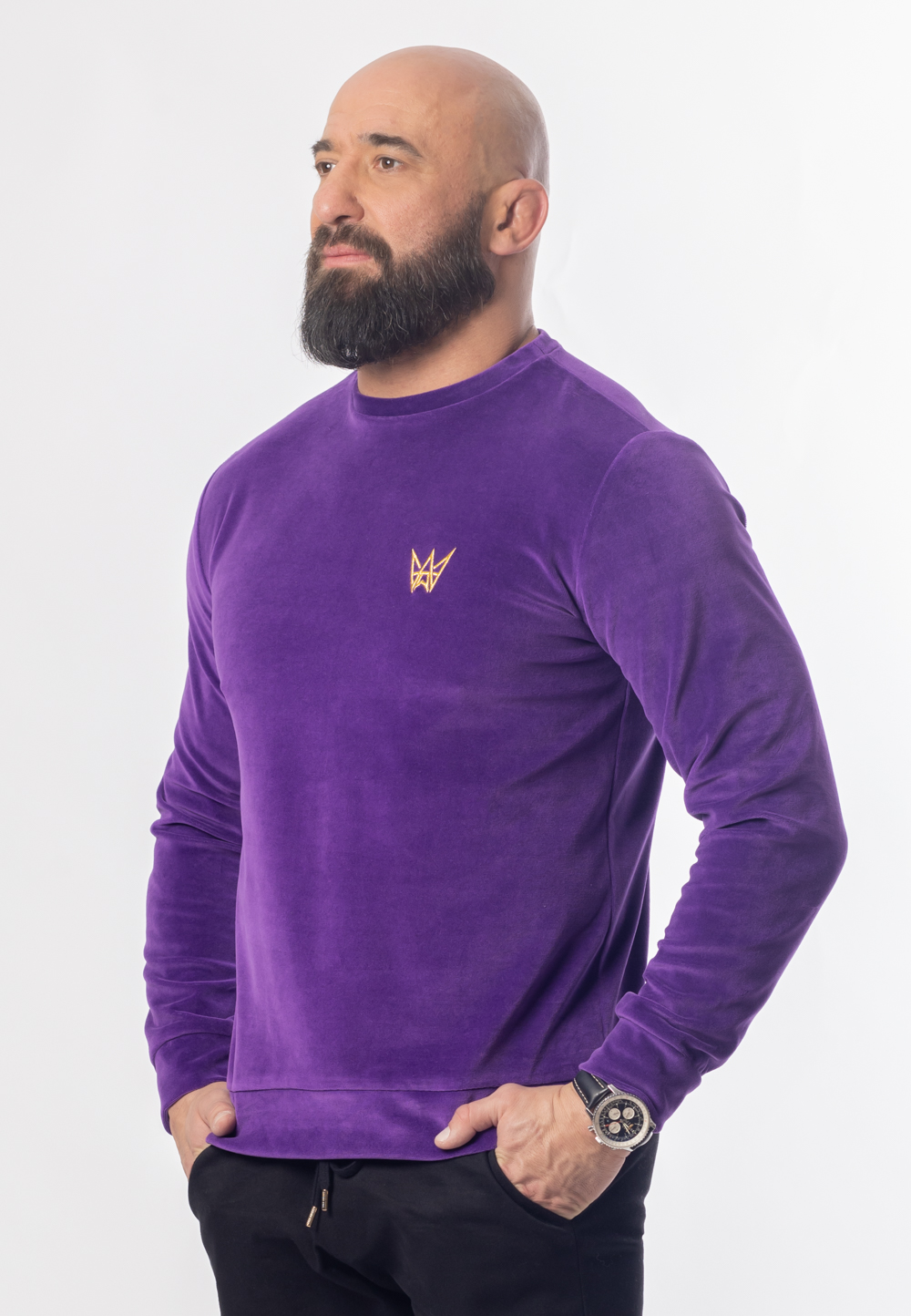 Bluza Bez Kaptura Welurowa Fioletowa 3 Bluza Bez Kaptura Welurowa Fioletowa