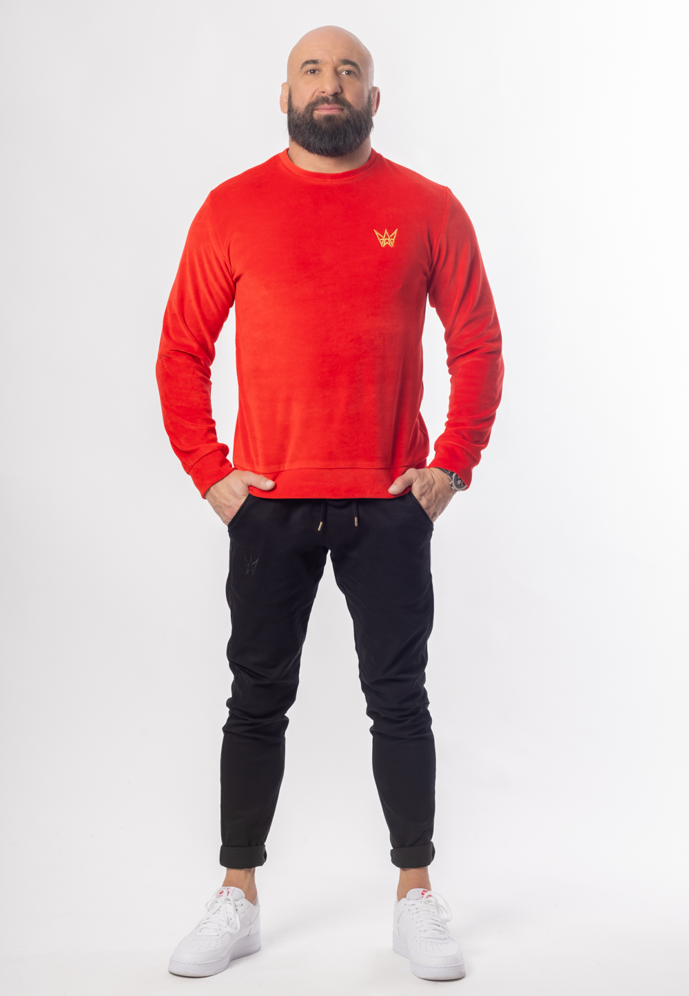 Bluza Bez Kaptura Welurowa Czerwona 4 Bluza Bez Kaptura Welurowa Czerwona