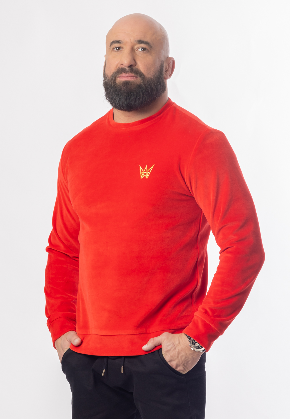 Bluza Bez Kaptura Welurowa Czerwona 3 Bluza Bez Kaptura Welurowa Czerwona