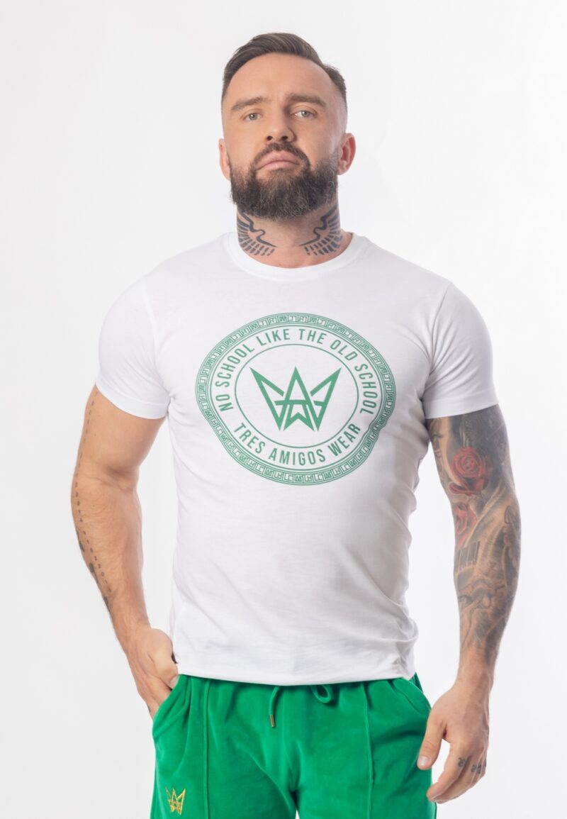 Koszulka Basic Slim Fit Classic TA Logo - Biało-Zielona