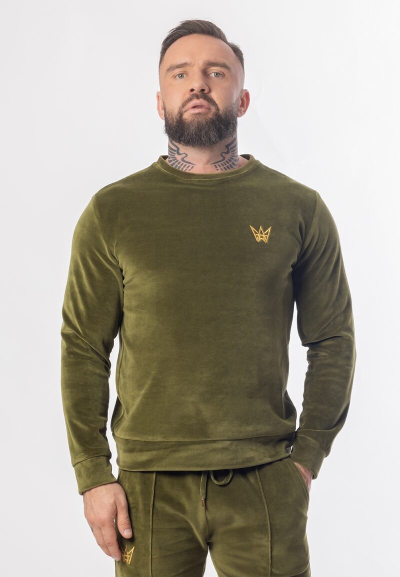 Bluza Bez Kaptura Welurowa Oliwkowa