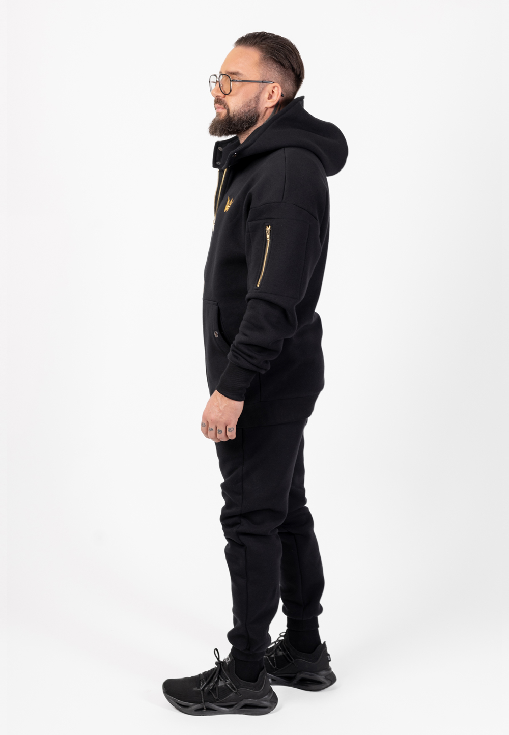 Komplet Dresowy Oversize Grizzly Bluza/Kurtka 2w1 I Spodnie Czarny 3 Komplet Dresowy Oversize Grizzly Bluza/Kurtka 2w1 I Spodnie Czarny