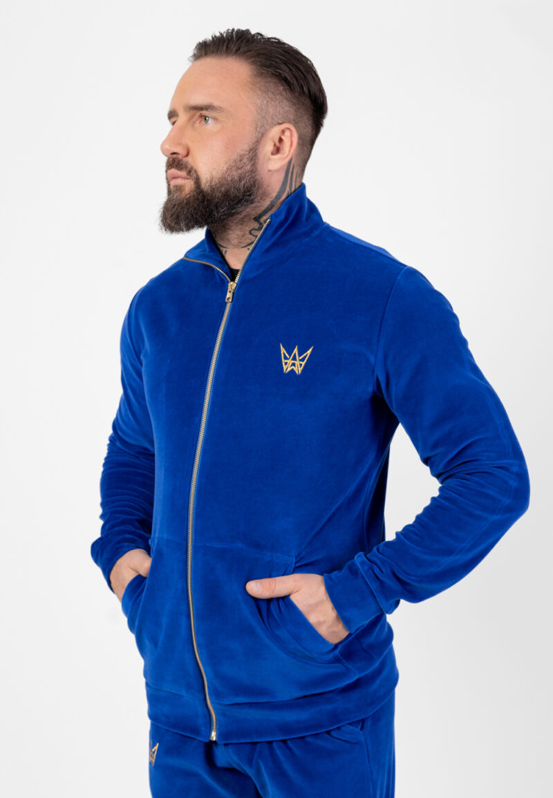 Bluza Rozsuwana z Golfem Welurowa Niebieska