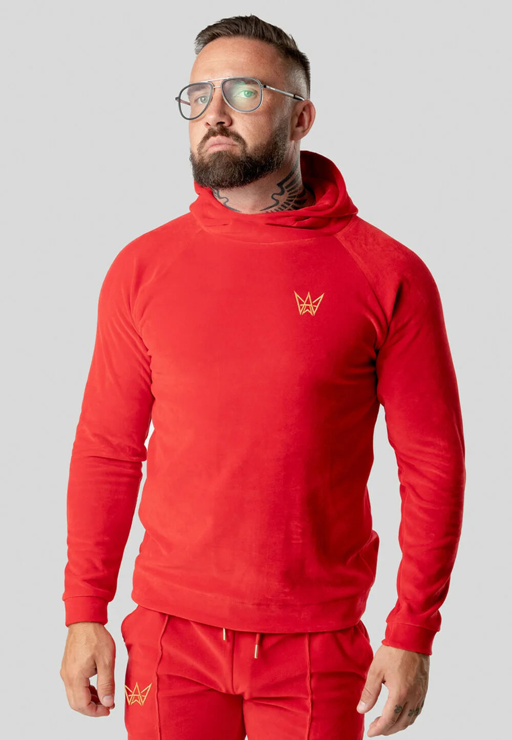 Bluza z Kapturem Welurowa Czerwona 1 Bluza z Kapturem Welurowa Czerwona