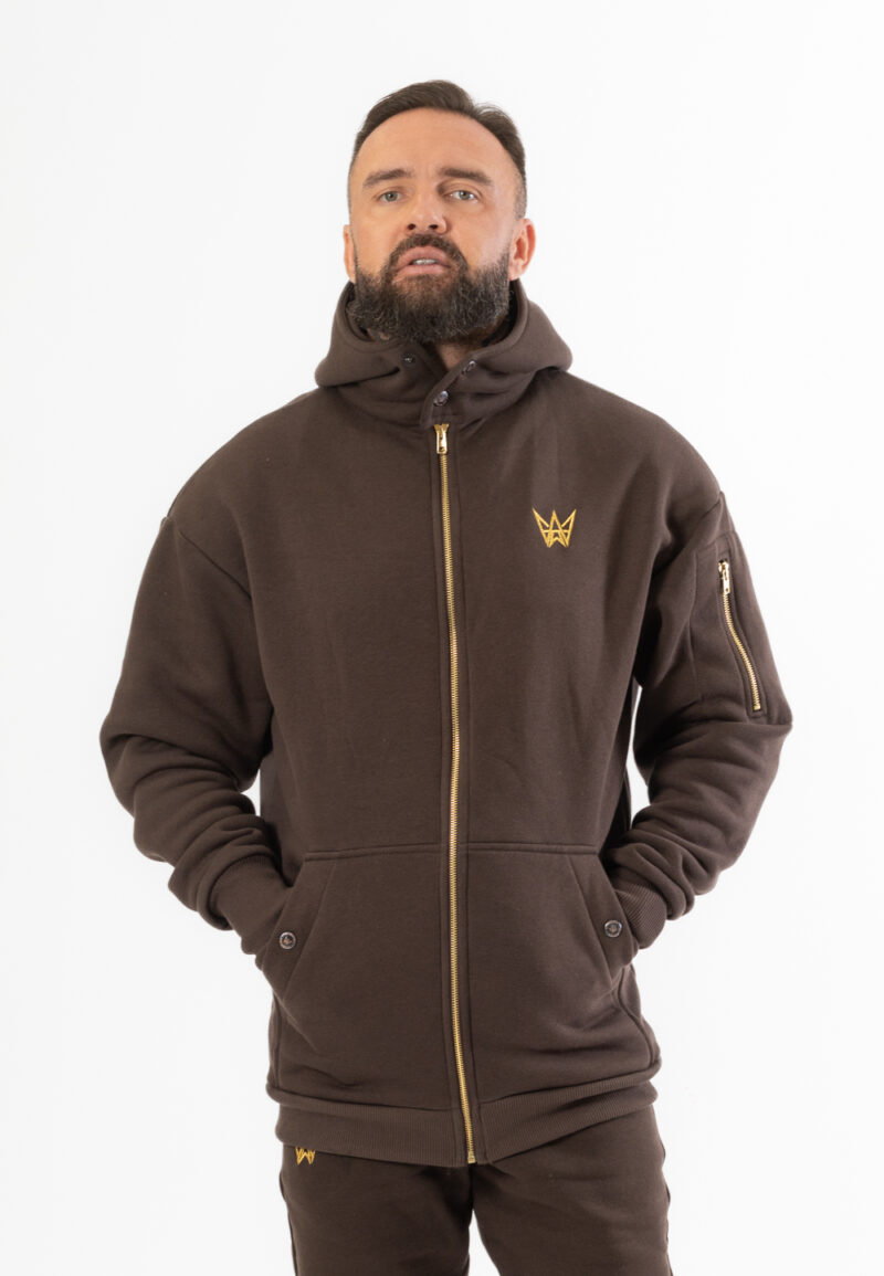 Bluza/Kurtka Rozsuwana Z Kapturem Oversize 2w1 Grizzly Czekoladowa