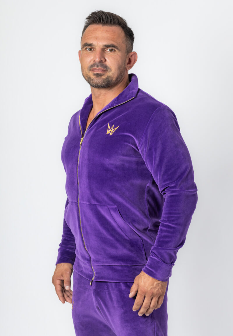 Bluza Rozsuwana Z Golfem Welurowa Fioletowa