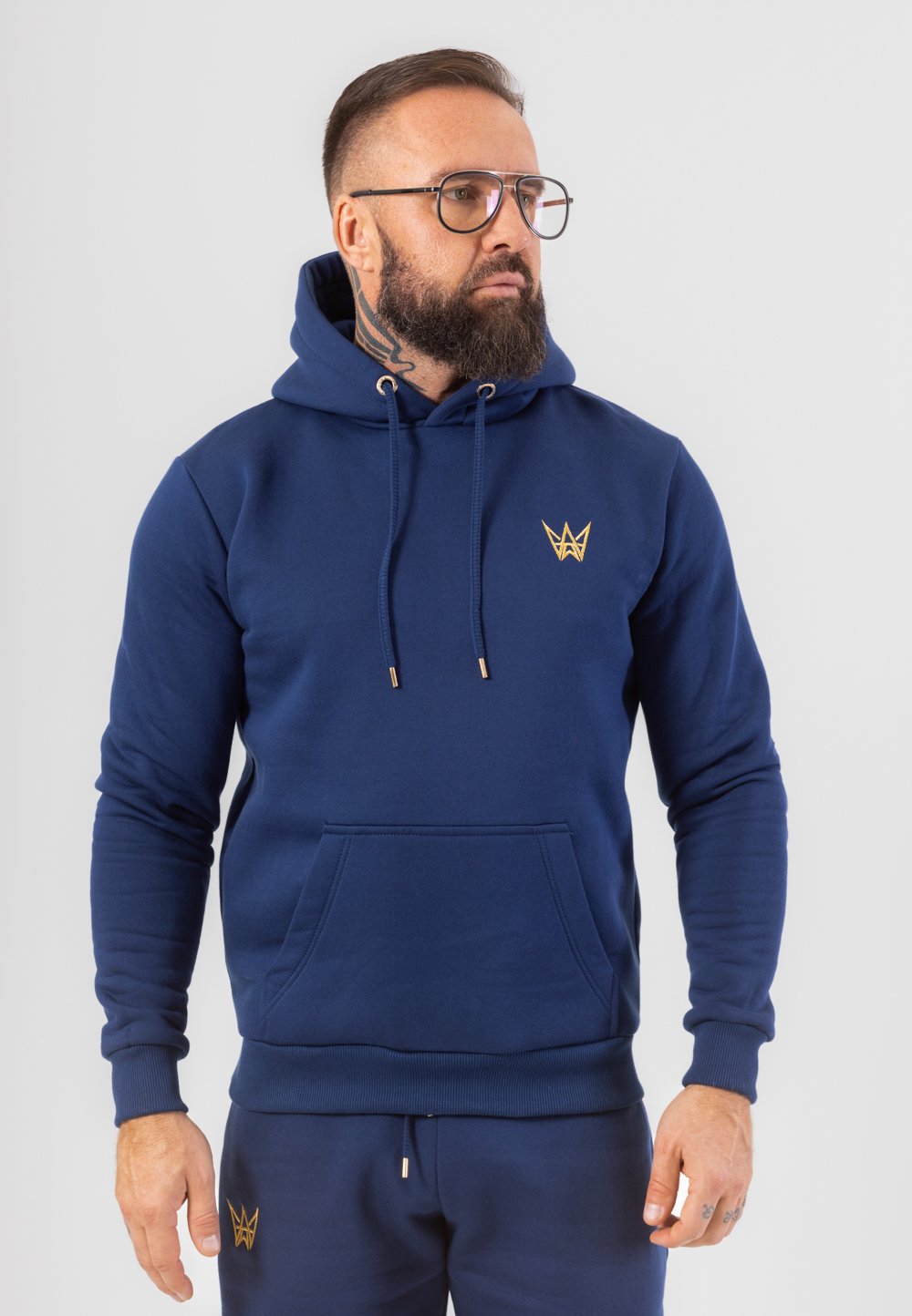 Bluza Z Kapturem Grizzly Bawełniana Gruba - Granatowa 1 Bluza Z Kapturem Grizzly Bawełniana Gruba - Granatowa