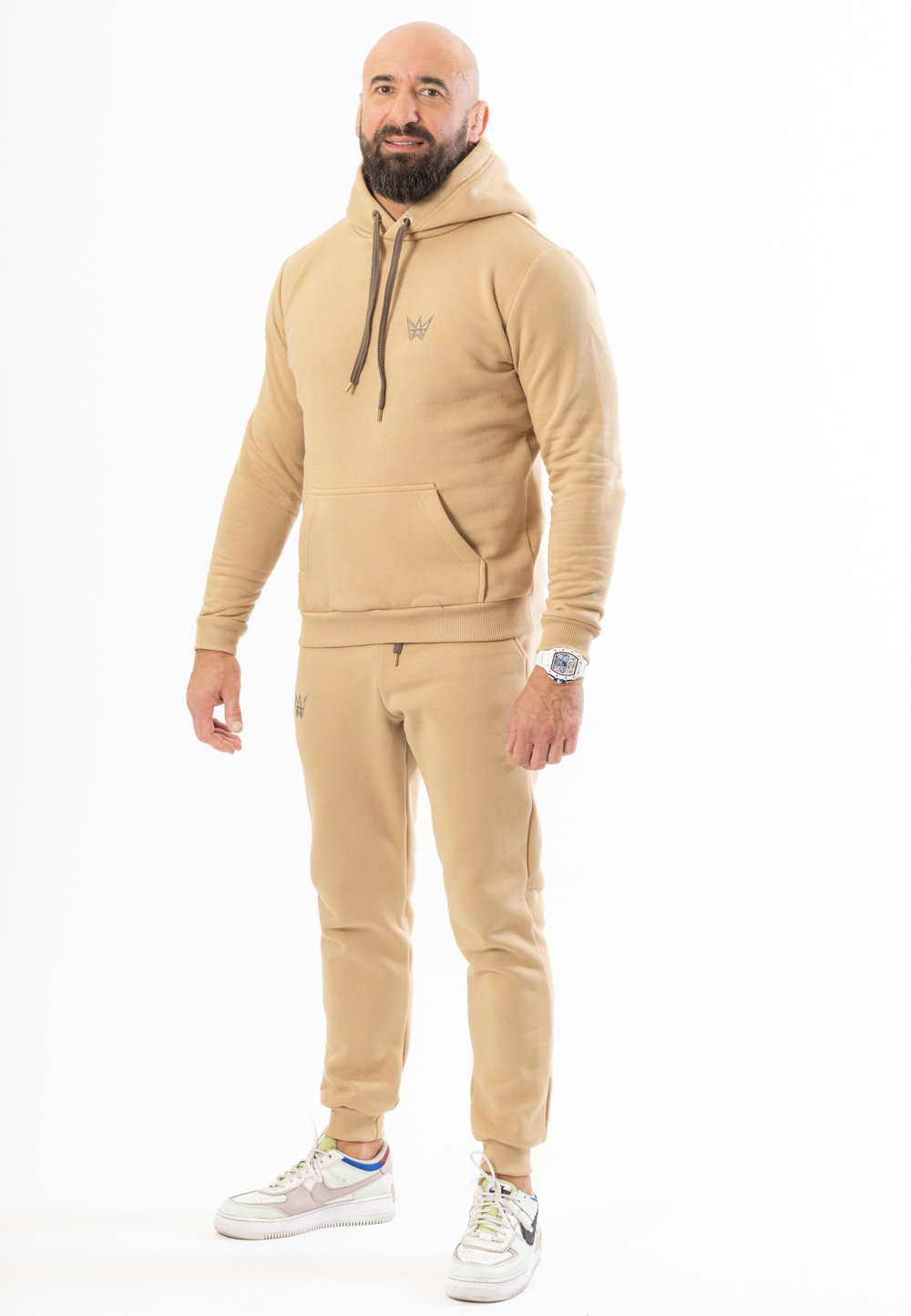 Komplet Dresowy Grizzly Bluza Z Kapturem I Spodnie Beżowo-Brązowy 2 Komplet Dresowy Grizzly Bluza Z Kapturem I Spodnie Beżowo-Brązowy
