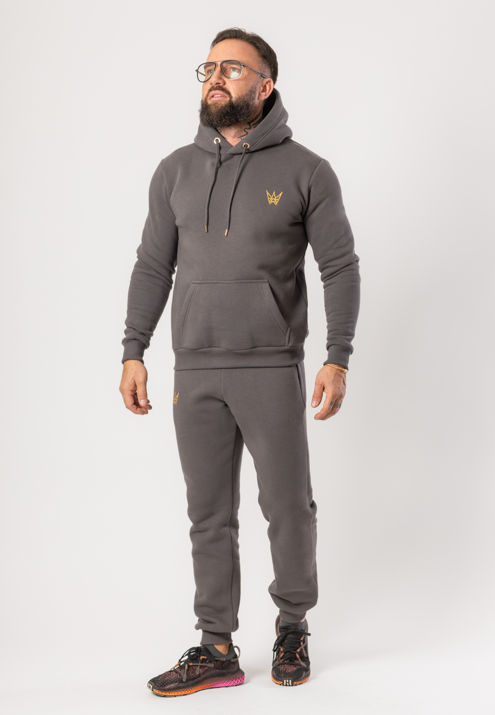 Komplet Dresowy Grizzly Bluza Z Kapturem I Spodnie Szary 2 Komplet Dresowy Grizzly Bluza Z Kapturem I Spodnie Szary