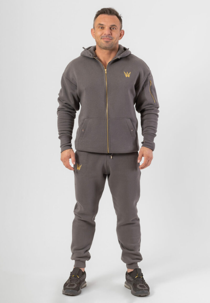 Komplet Dresowy Oversize Grizzly Bluza/Kurtka 2w1 I Spodnie Szary 26 Grizzly