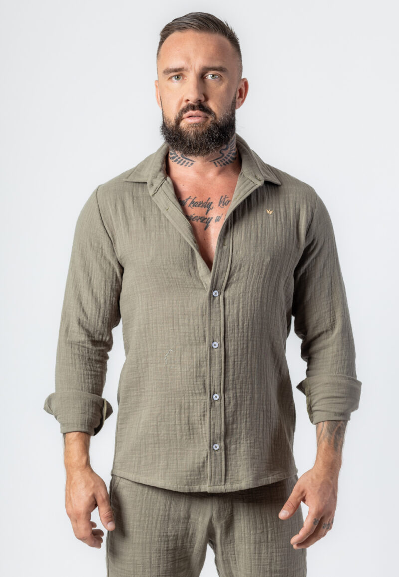 Koszula Długa Muślinowa Khaki - Korona Mosiądz Pozłacany