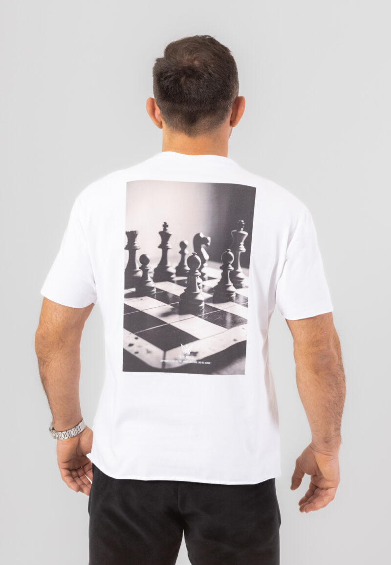 Koszulka Krótka Oversize Print CHESS - Biała