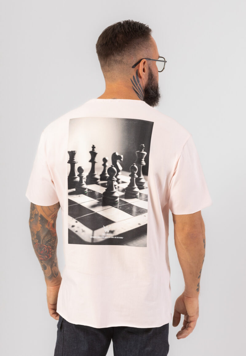 Koszulka Krótka Oversize Print CHESS - Różowa