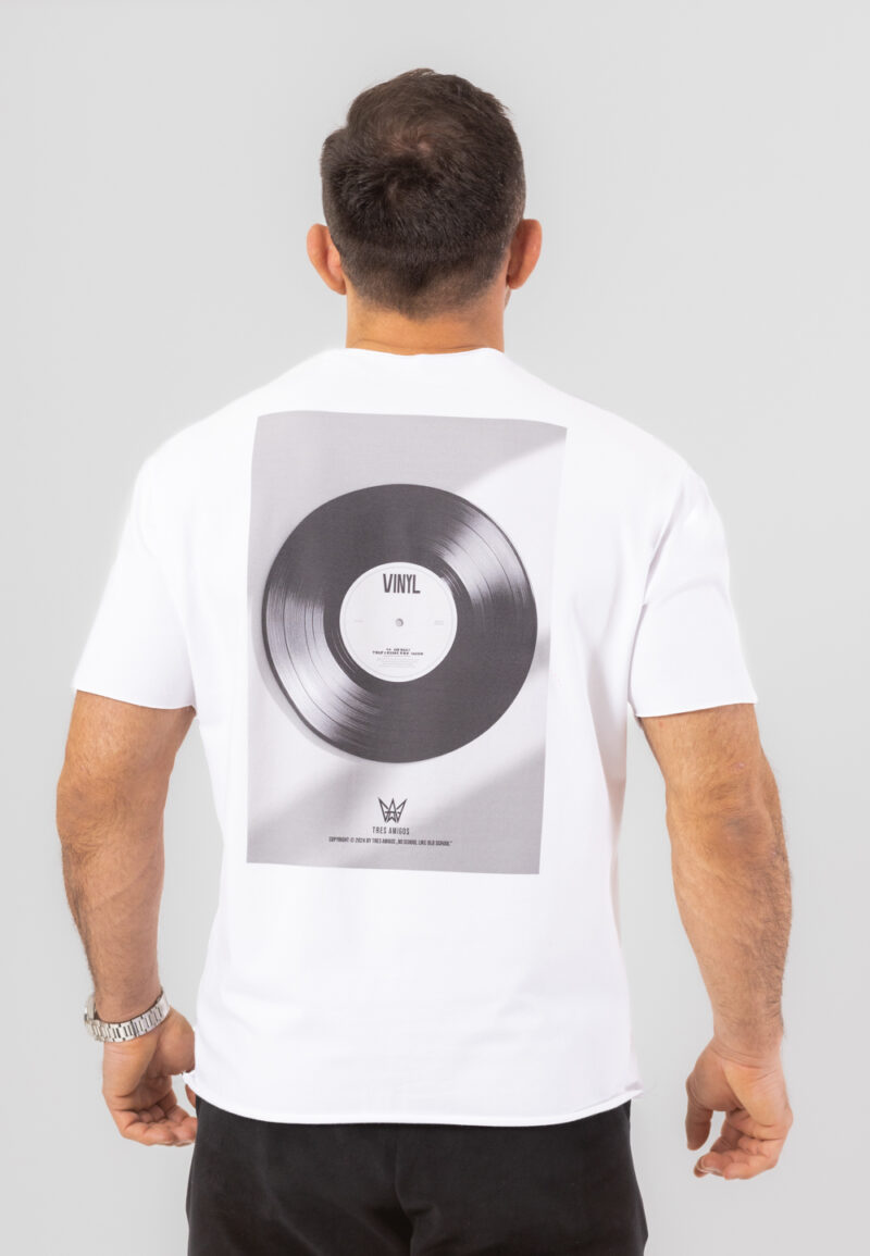 Koszulka Krótka Oversize Print Vinyl - Biała