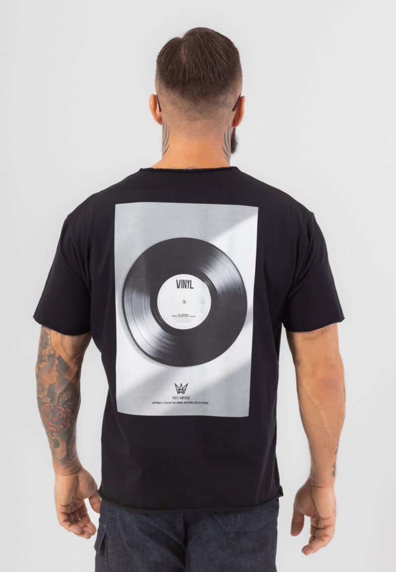 Koszulka Krótka Oversize Print Vinyl - Czarna
