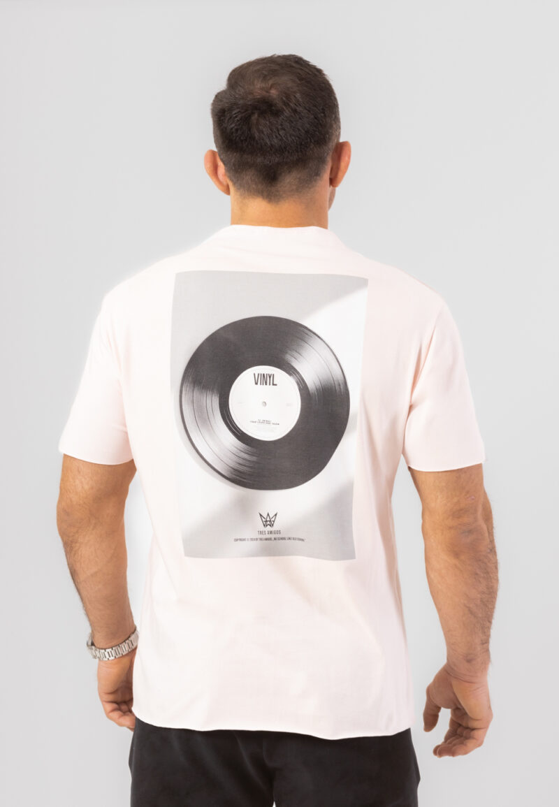 Koszulka Krótka Oversize Print Vinyl - Różowa