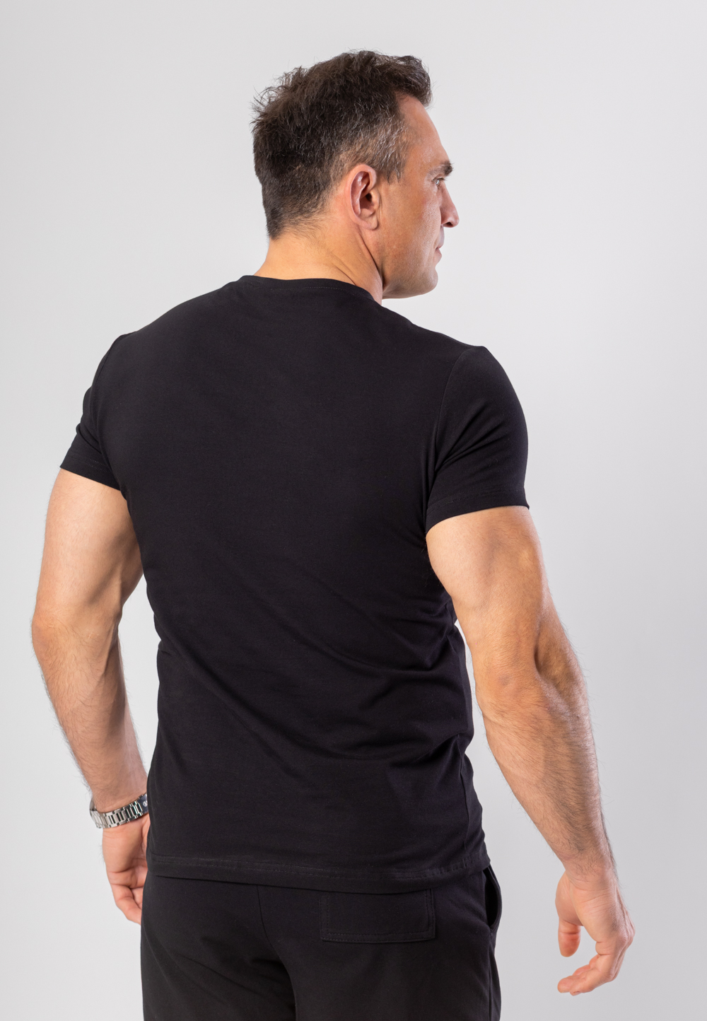 Koszulka Krótka Paco Slim Fit Czarna - Szara Drukowana Korona 3 Koszulka Krótka Paco Slim Fit Czarna - Szara Drukowana Korona