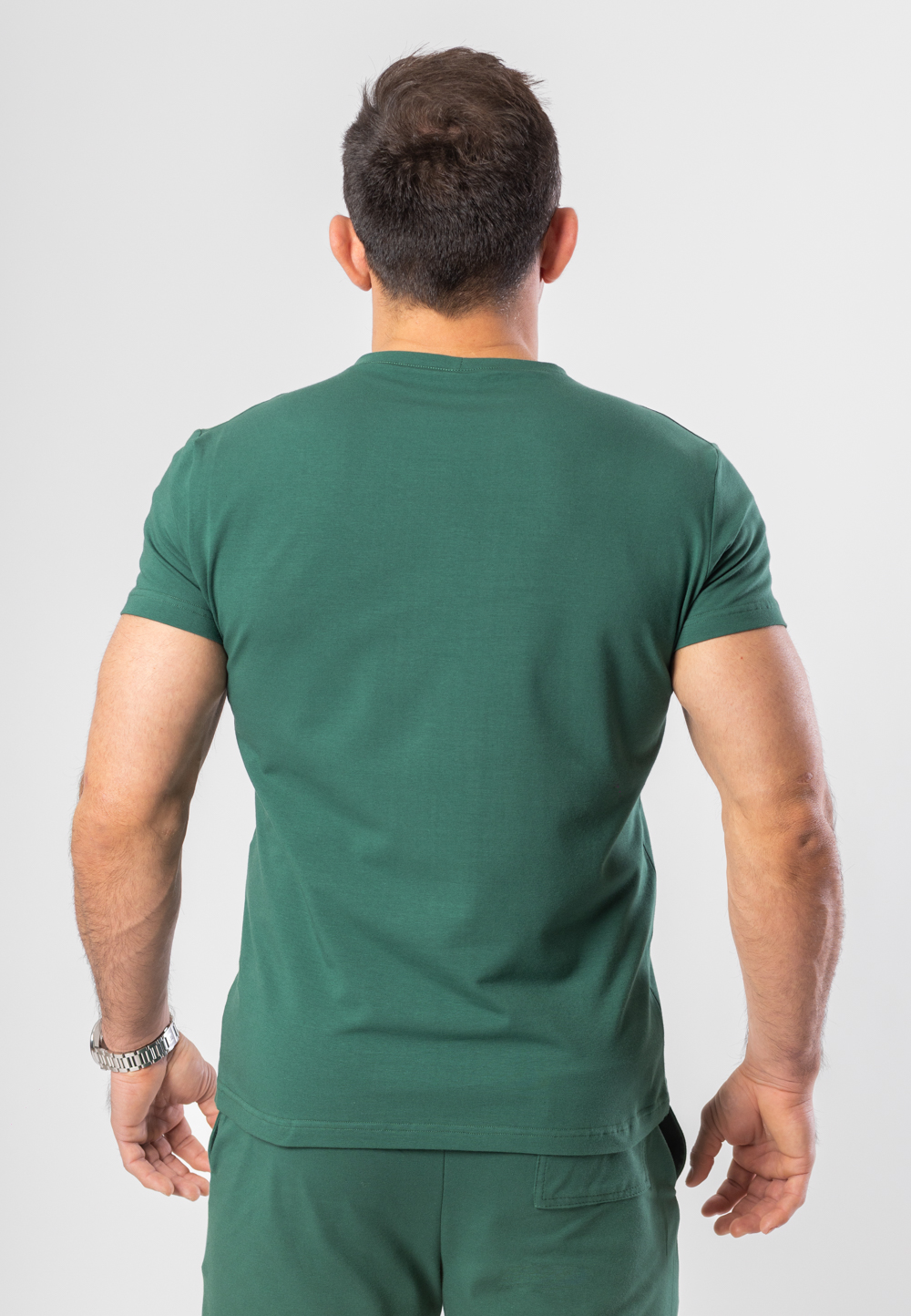 Koszulka Krótka Paco Slim Fit Zieleń Butelkowa - Szara Drukowana Korona 4 Koszulka Krótka Paco Slim Fit Zieleń Butelkowa - Szara Drukowana Korona