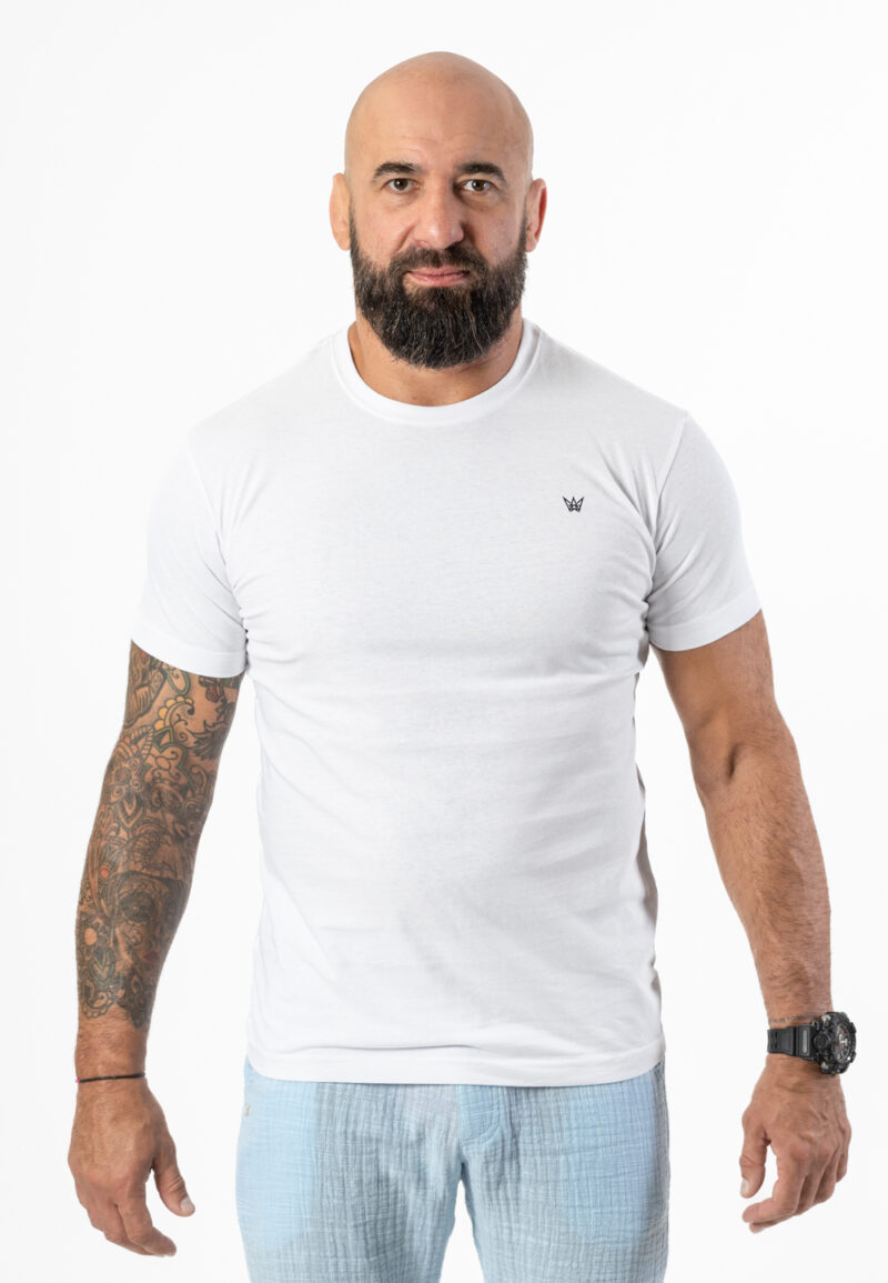 Koszulka Basic Slim Fit Classic Biała - Czarna Korona