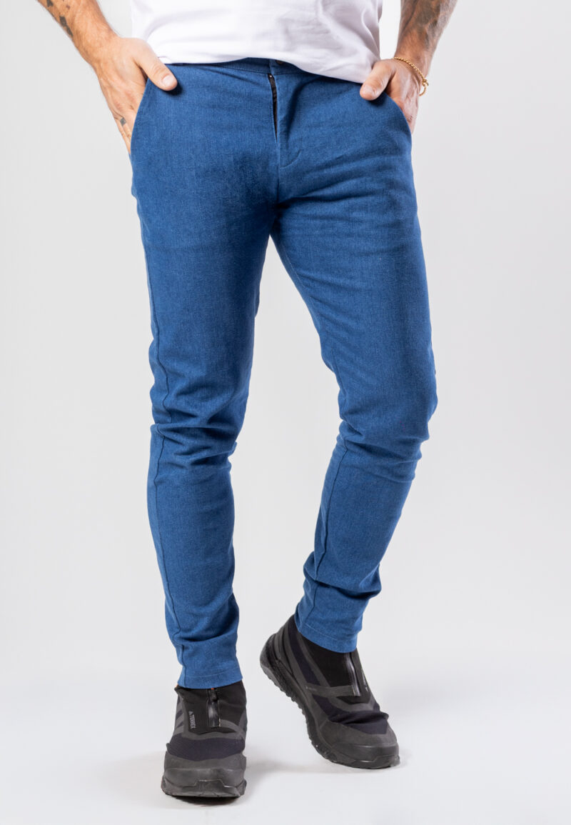Spodnie Chinos Jeansowe Elastyczne Niebieskie