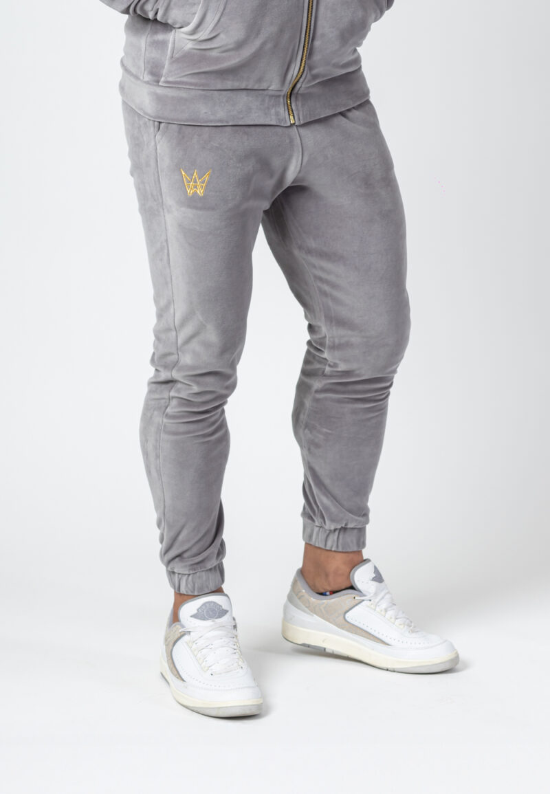 Spodnie Dresowe Welurowe Szare