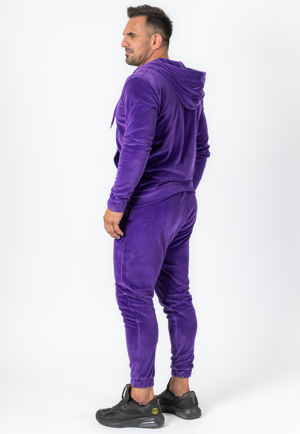 Komplet Dresowy Bluza Rozsuwana Z Kapturem I Spodnie Welurowy Fioletowy 5 Komplet Dresowy Bluza Rozsuwana Z Kapturem I Spodnie Welurowy Fioletowy