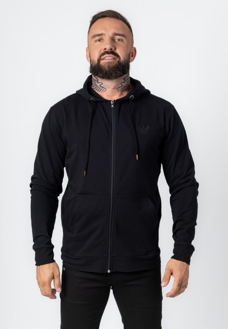 Bluza Rozsuwana z Kapturem Cienka Bawełniana Czarna - Czarna Korona